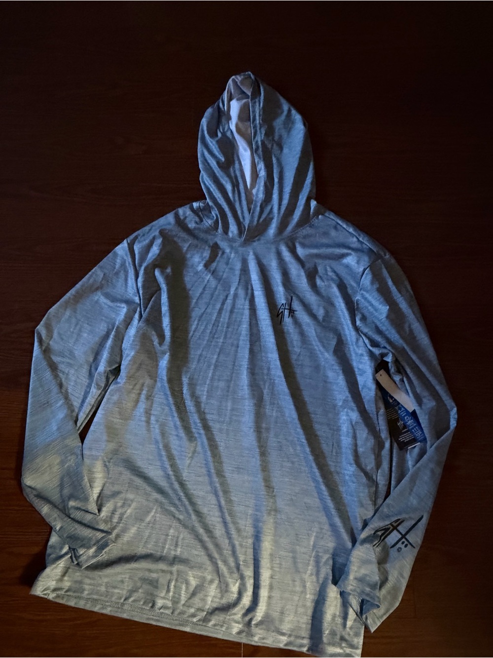 Guy Harvey gray Hooded Long-Sleeve Shirt bass fishing shirt